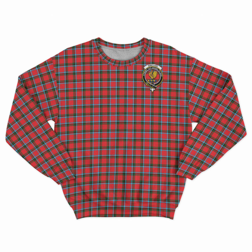 Sinclair Modern Tartan Sweatshirt with Family Crest - Tartan Vibes Clothing