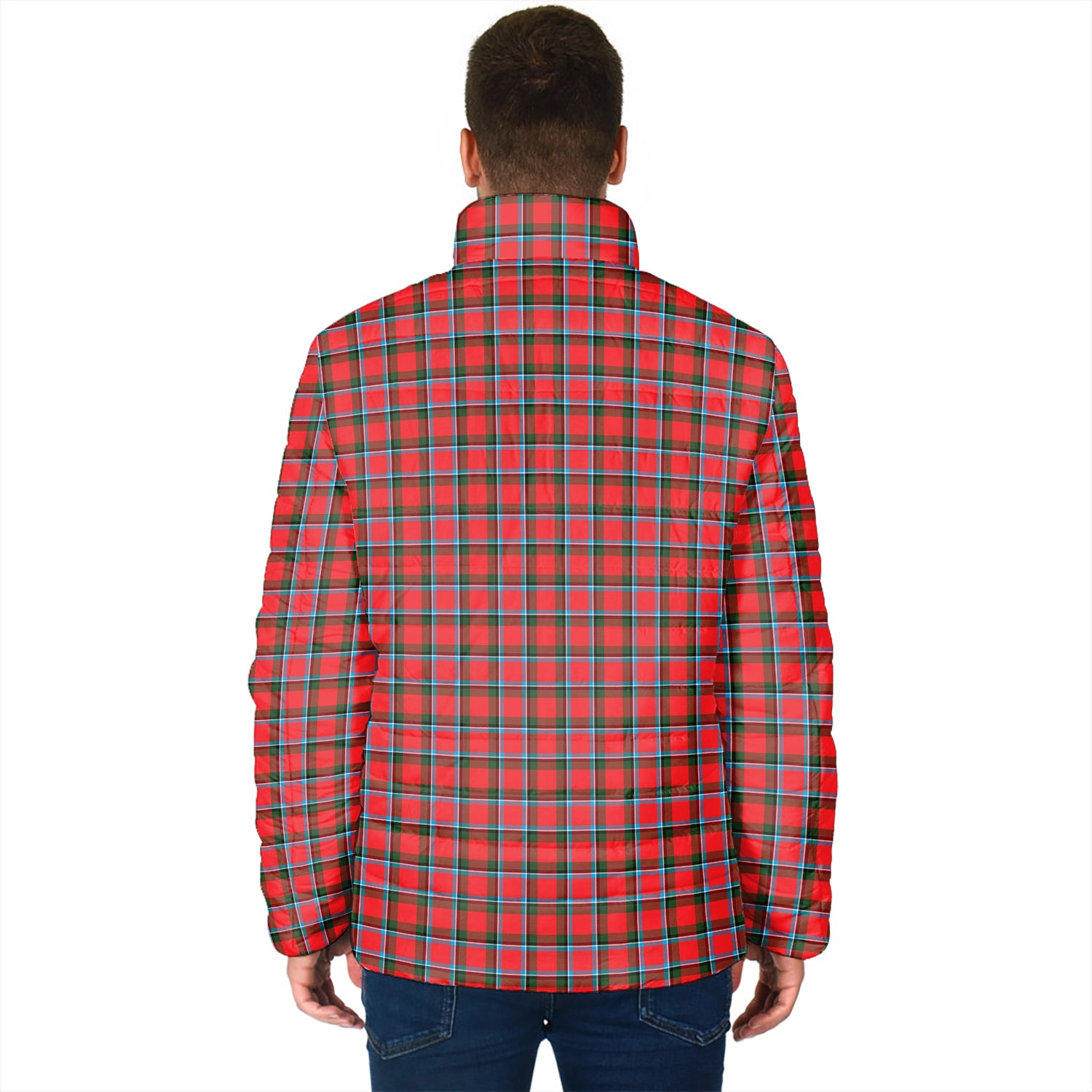 Sinclair Modern Tartan Padded Jacket with Family Crest - Tartan Vibes Clothing