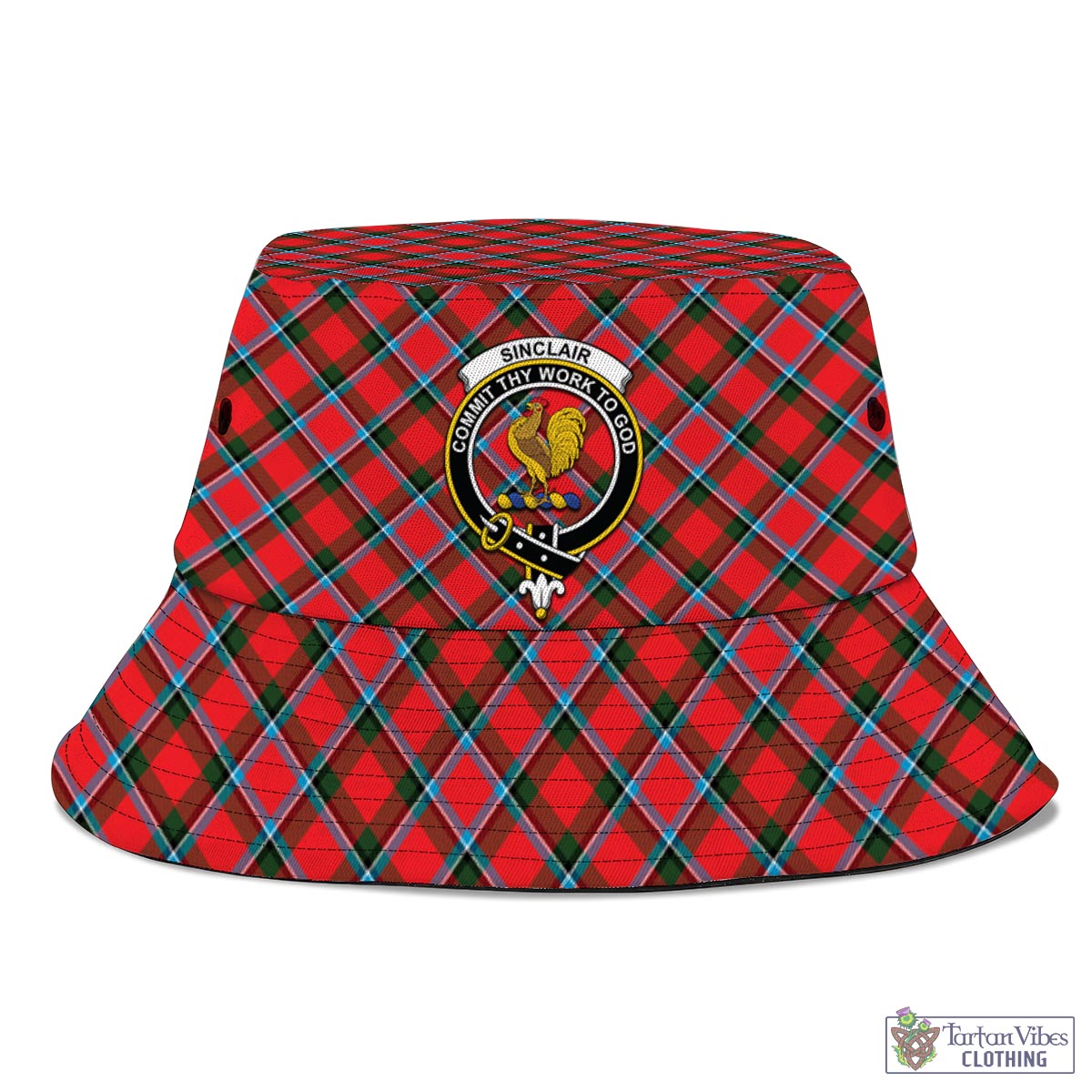 Tartan Vibes Clothing Sinclair Modern Tartan Bucket Hat with Family Crest