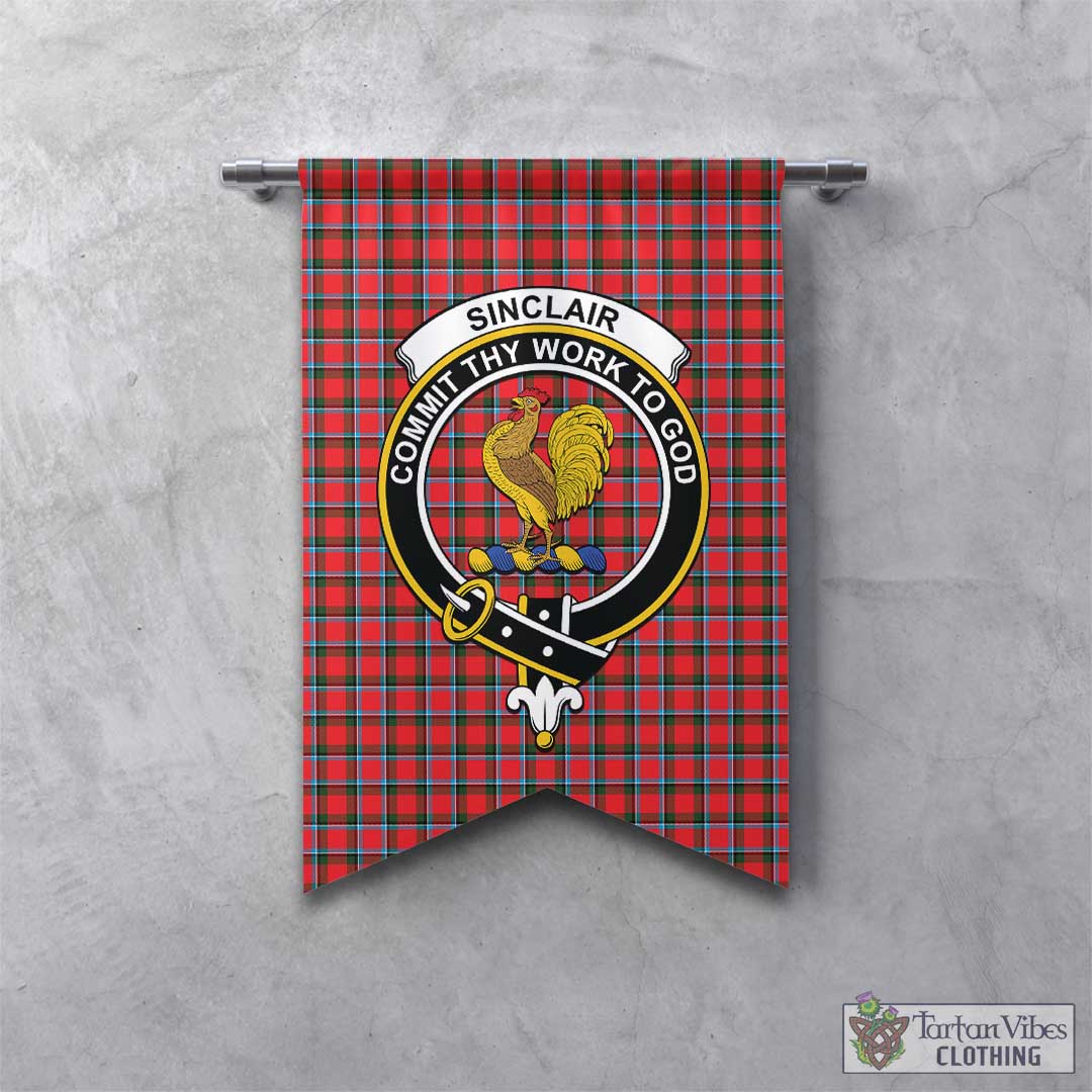 Tartan Vibes Clothing Sinclair Modern Tartan Gonfalon, Tartan Banner with Family Crest