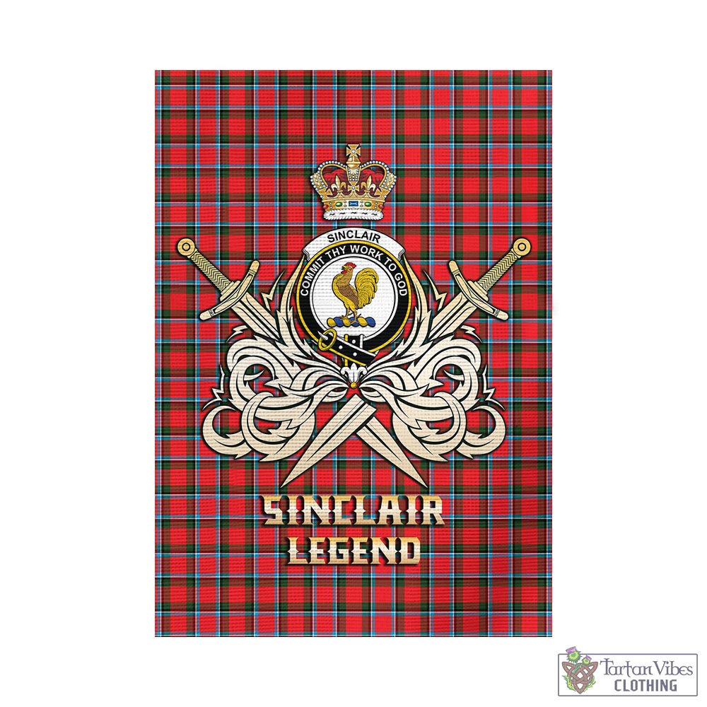 Tartan Vibes Clothing Sinclair Modern Tartan Flag with Clan Crest and the Golden Sword of Courageous Legacy