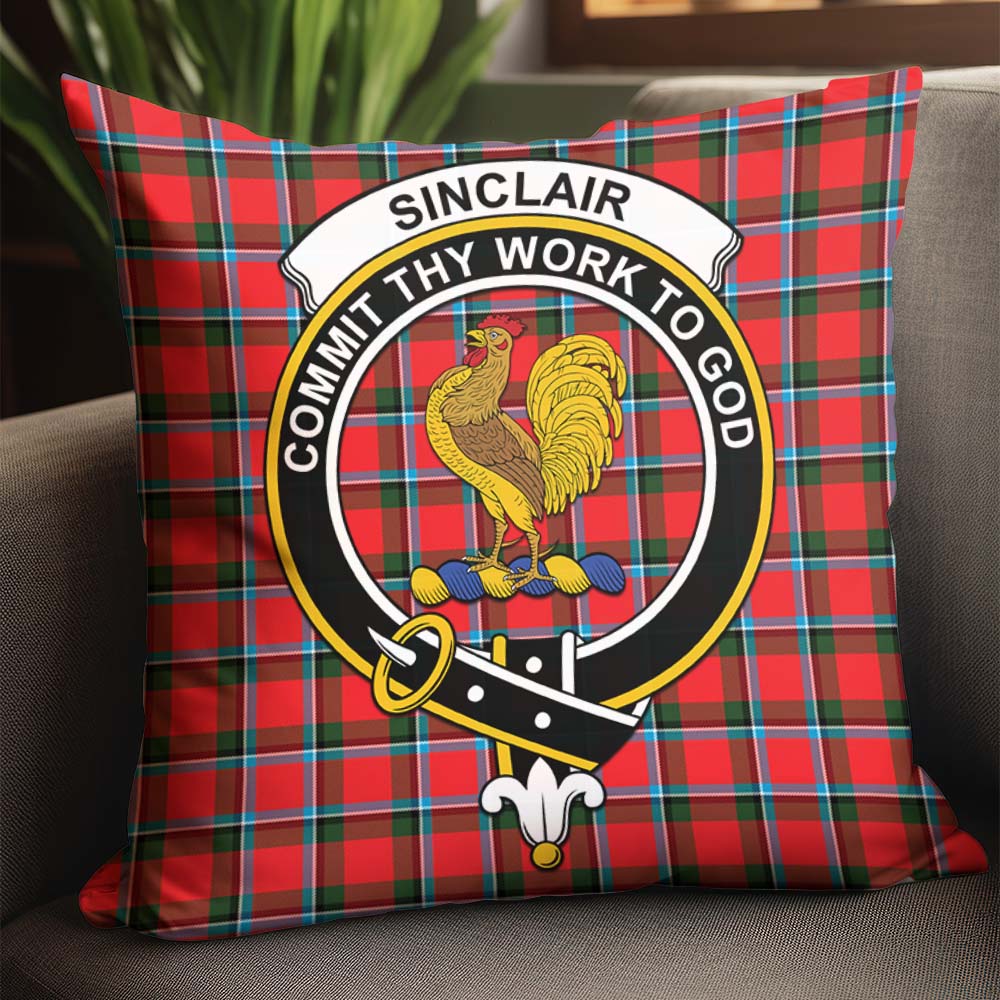 Sinclair Modern Tartan Pillow Cover with Family Crest - Tartanvibesclothing