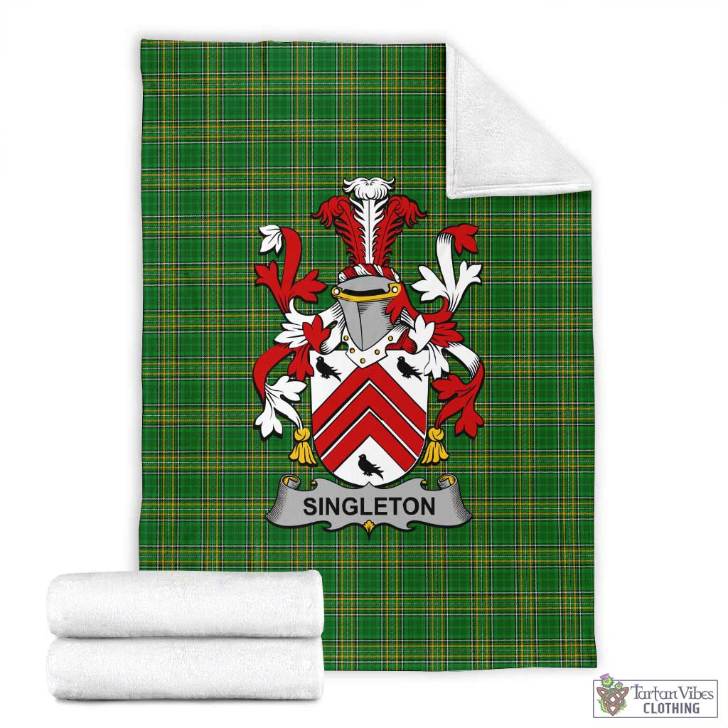 Singleton Irish Clan Tartan Blanket with Coat of Arms X-Large 59 x 79 inches 150 x 200 cm - Tartan Vibes Clothing