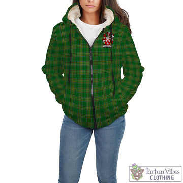 Sinnott Irish Clan Tartan Sherpa Hoodie with Coat of Arms - Tartan Vibes Clothing