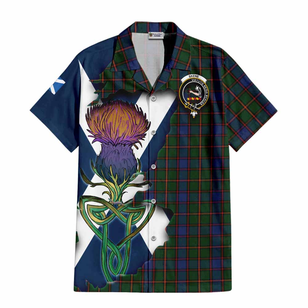 Skene Tartan Family Crest Hawaiian Shirt Scottish Thistle Celtic Inspired Kid - Tartan Vibes Clothing