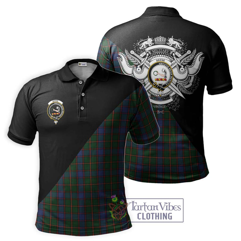 Skene Tartan Polo Shirt with Family Crest and Military Logo Style Kid - Tartanvibesclothing Shop