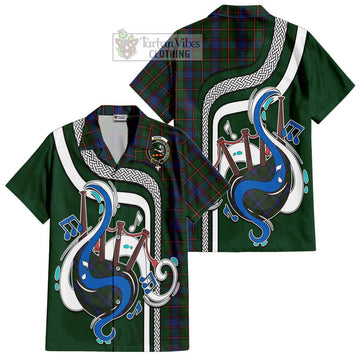 Skene Tartan Short Sleeve Button Shirt with Epic Bagpipe Style