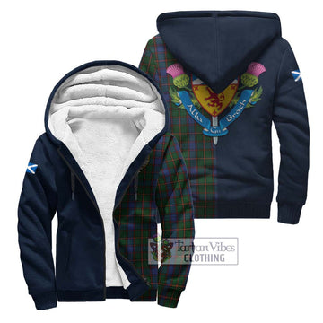 Skene Tartan Sherpa Hoodie Alba with Scottish Lion Royal Arm Half Style