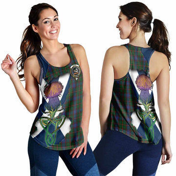 Skene Tartan Family Crest Women's Racerback Tanks Scottish Thistle Celtic Inspired