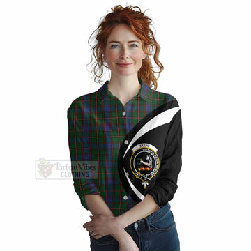 Skene Tartan Women's Casual Shirt with Family Crest Circle Style