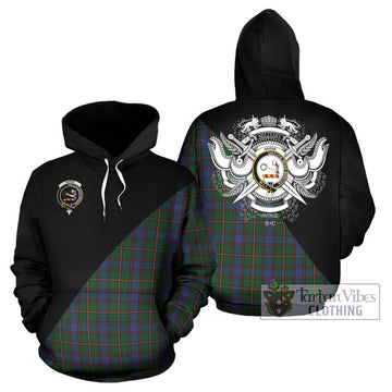 Skene Tartan Hoodie with Family Crest and Military Logo Style