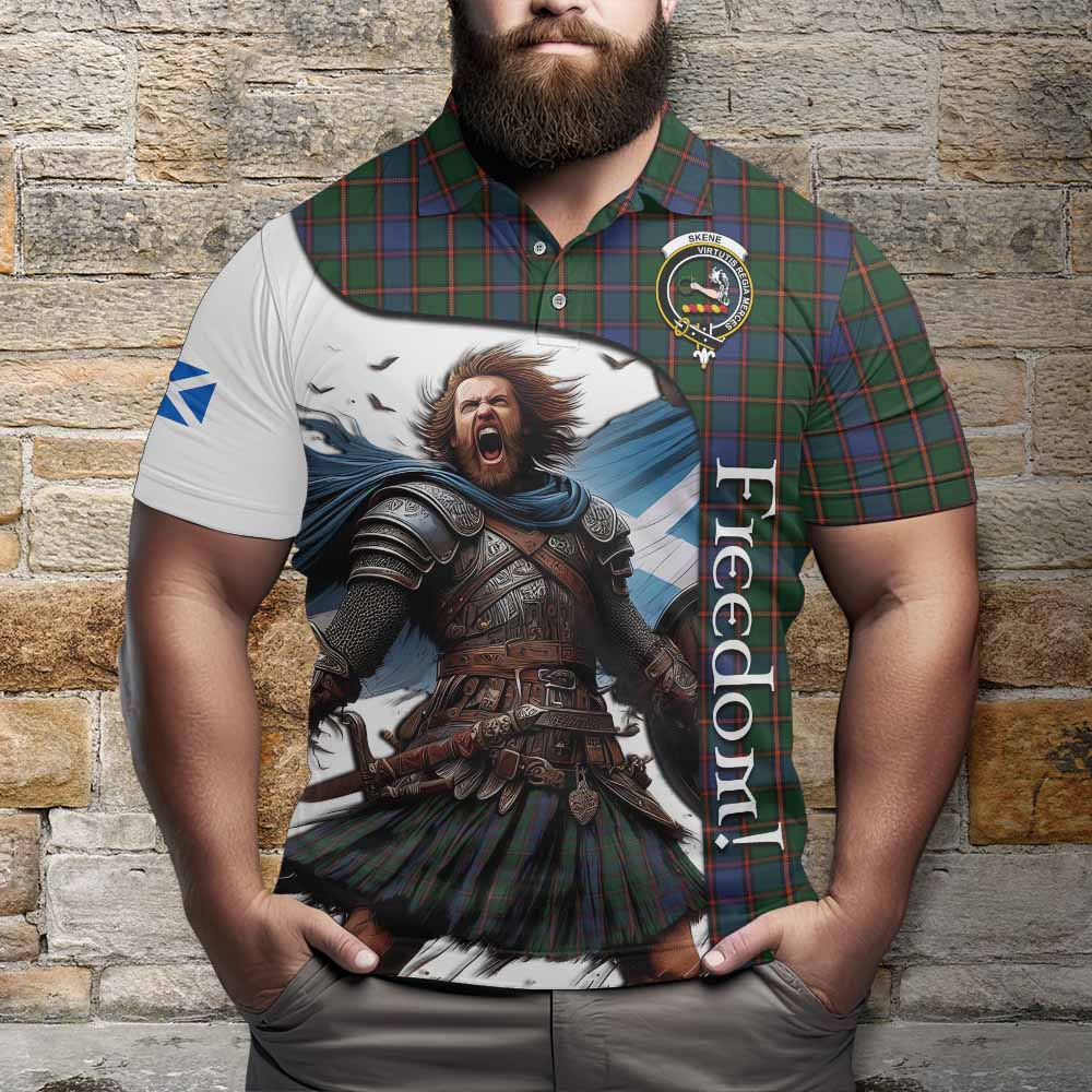 Tartan Vibes Clothing Skene Crest Tartan Polo Shirt Inspired by the Freedom of Scottish Warrior