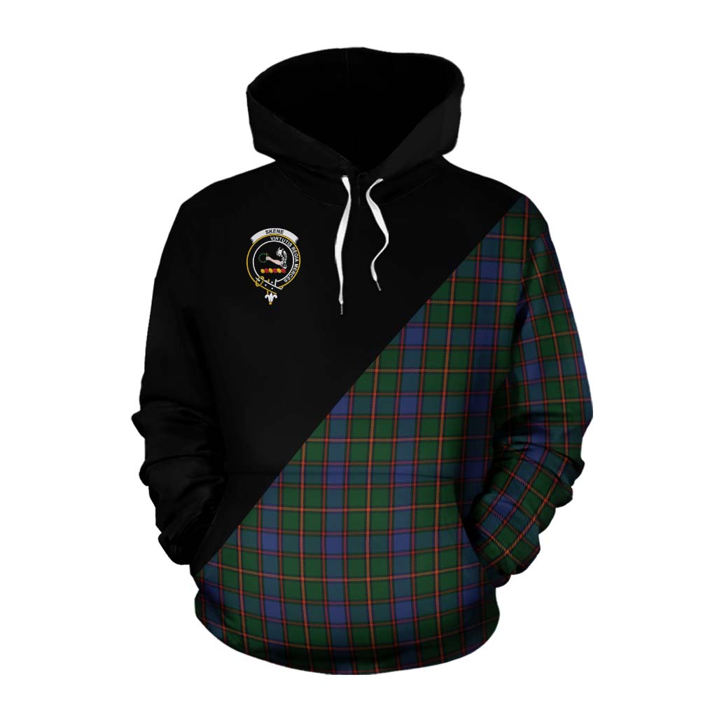 Tartan Vibes Clothing Skene Tartan Cotton Hoodie with Family Crest and Military Logo Style