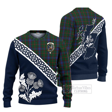 Skene Tartan Ugly Sweater Featuring Thistle and Scotland Map