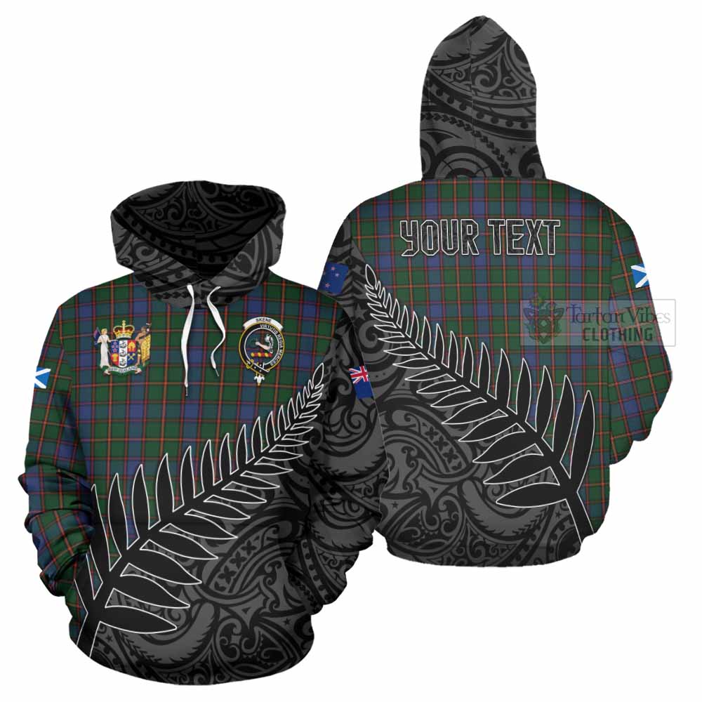 Tartan Vibes Clothing Skene Crest Tartan Hoodie with New Zealand Silver Fern Half Style