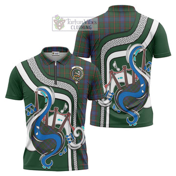 Skene Tartan Zipper Polo Shirt with Epic Bagpipe Style