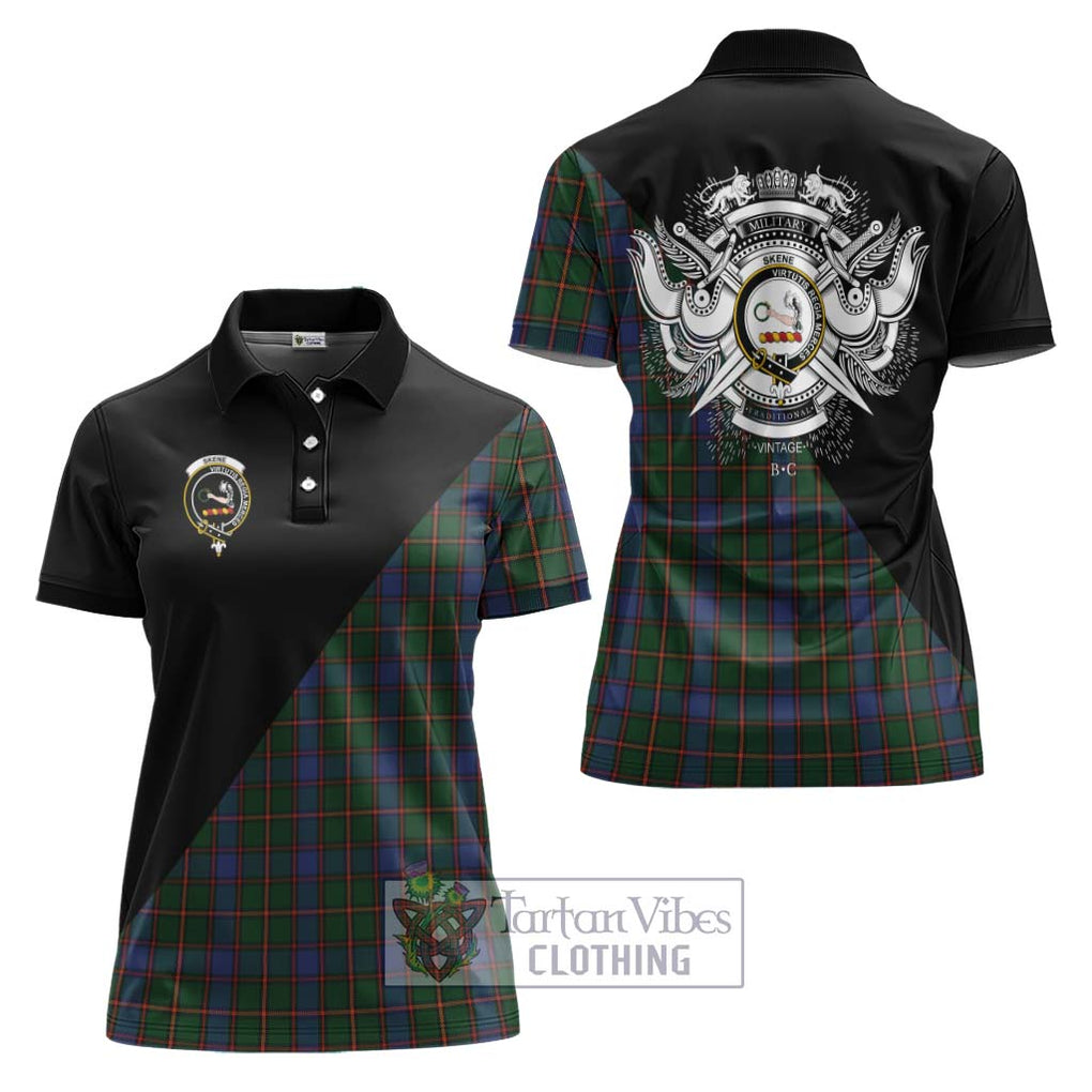 Skene Tartan Women's Polo Shirt with Family Crest and Military Logo Style Women - Tartanvibesclothing Shop