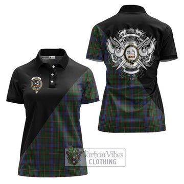 Skene Tartan Women's Polo Shirt with Family Crest and Military Logo Style