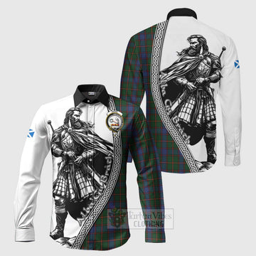 Skene Tartan Clan Crest Long Sleeve Button Shirt with Highlander Warrior Celtic Style