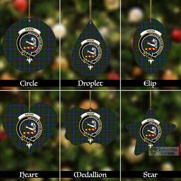 Skene Tartan Christmas Aluminium Ornament with Family Crest