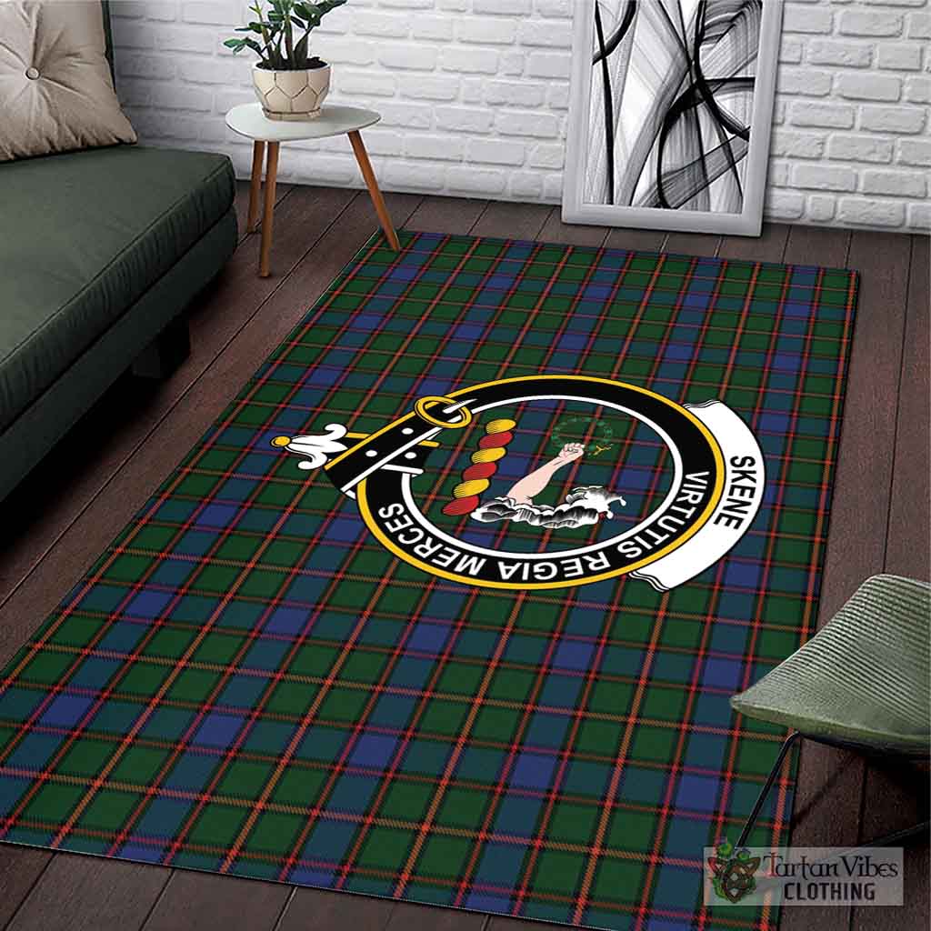 Tartan Vibes Clothing Skene Tartan Area Rug with Family Crest