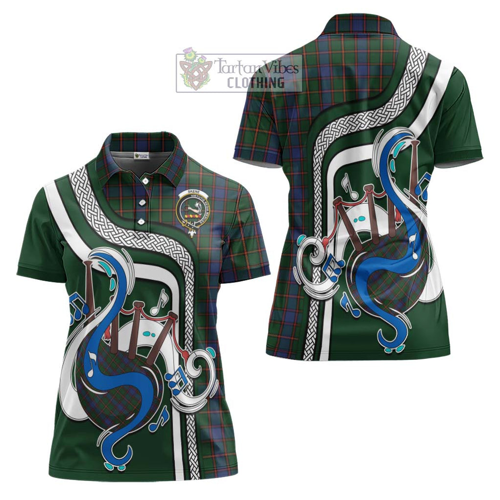 Skene Tartan Women's Polo Shirt with Epic Bagpipe Style Women - Tartanvibesclothing Shop