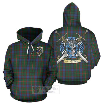 Skene Tartan Hoodie with Family Crest Celtic Skull Style