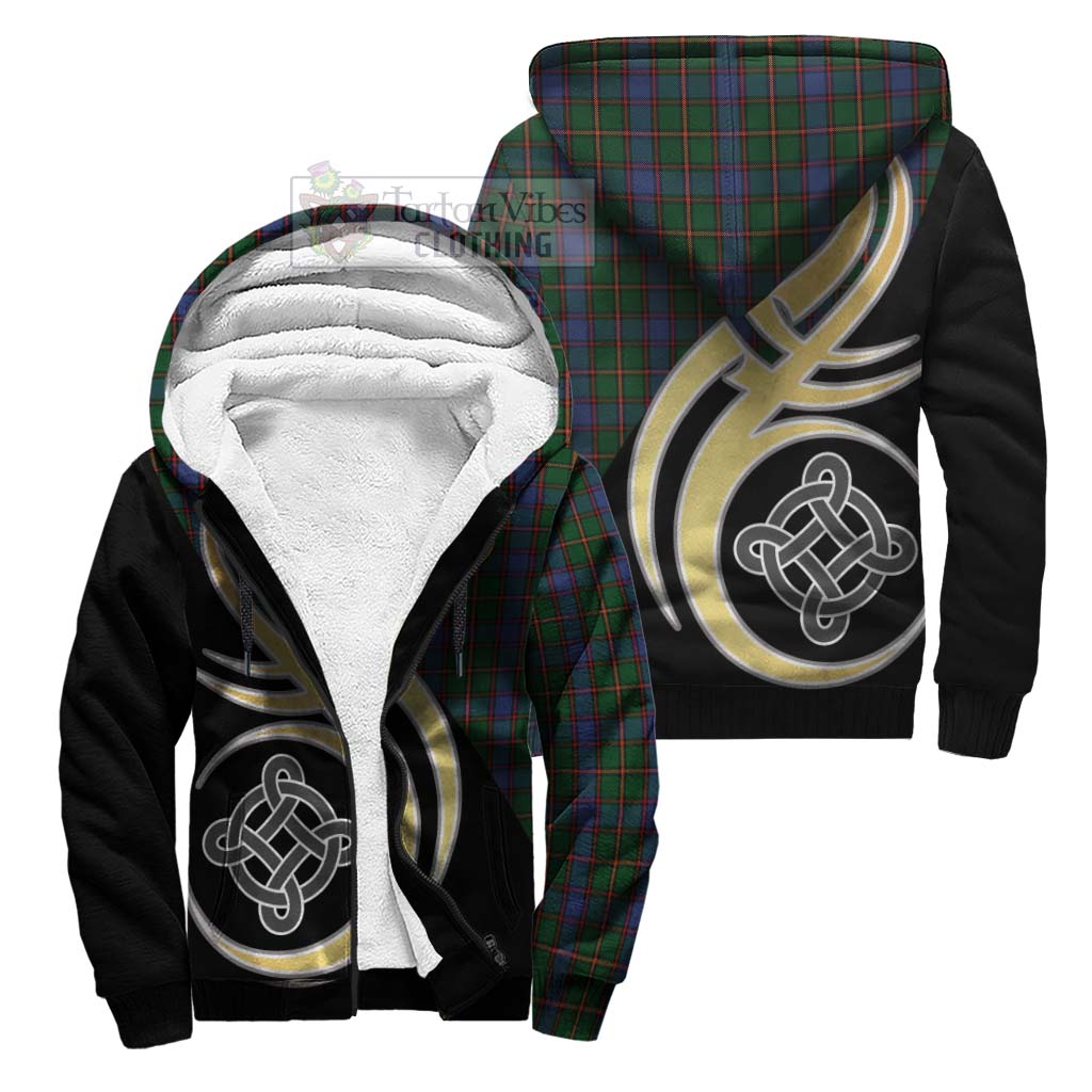 Skene Tartan Sherpa Hoodie with Family Crest and Celtic Symbol Style Unisex S - Tartan Vibes Clothing