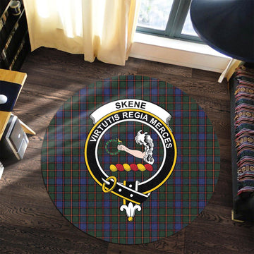 Skene Tartan Round Rug with Family Crest