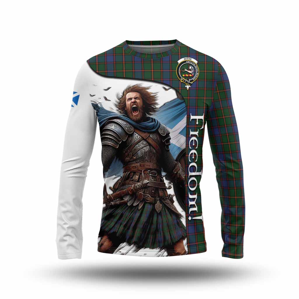 Tartan Vibes Clothing Skene Crest Tartan Long Sleeve T-Shirt Inspired by the Freedom of Scottish Warrior