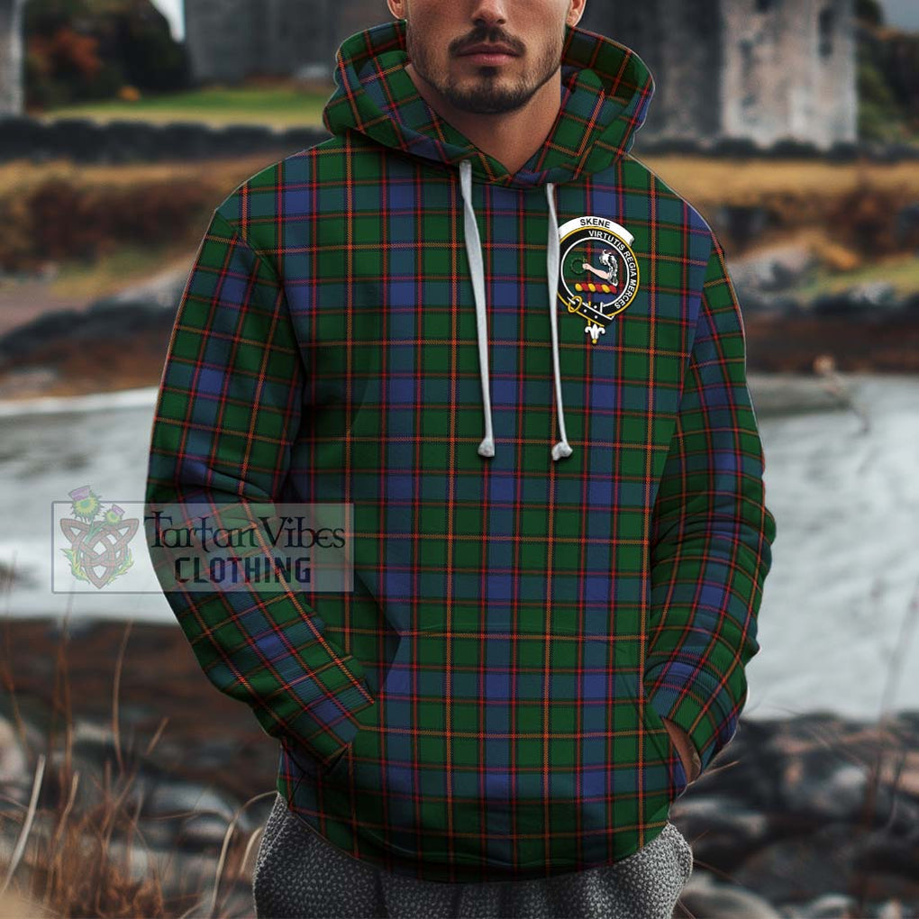 Skene Tartan Cotton Hoodie with Family Crest Pullover Hoodie XS - Tartan Vibes Clothing