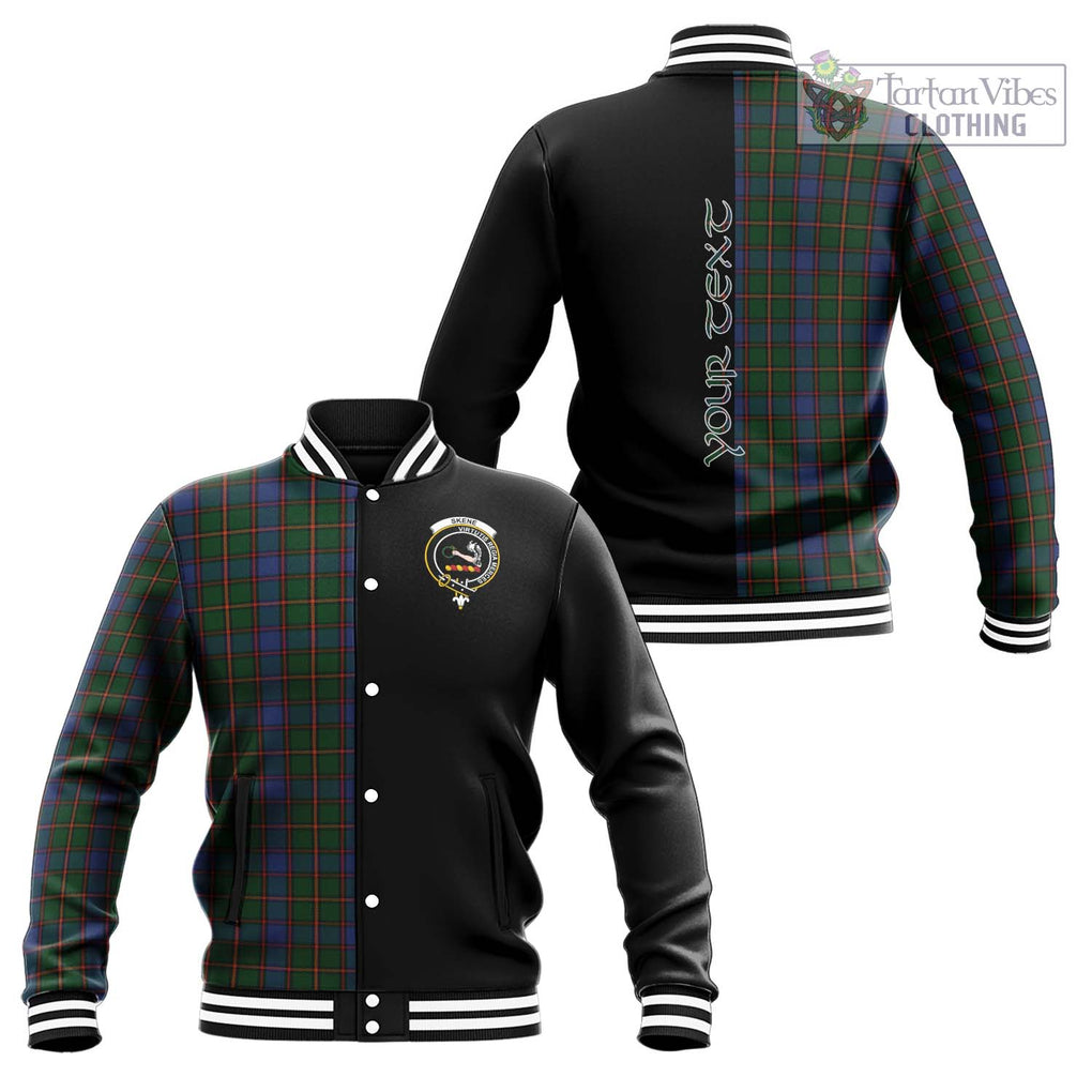 Skene Tartan Baseball Jacket with Family Crest and Half Of Me Style Unisex - Tartanvibesclothing Shop