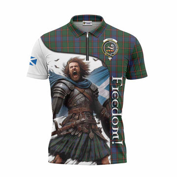 Skene Crest Tartan Zipper Polo Shirt Inspired by the Freedom of Scottish Warrior