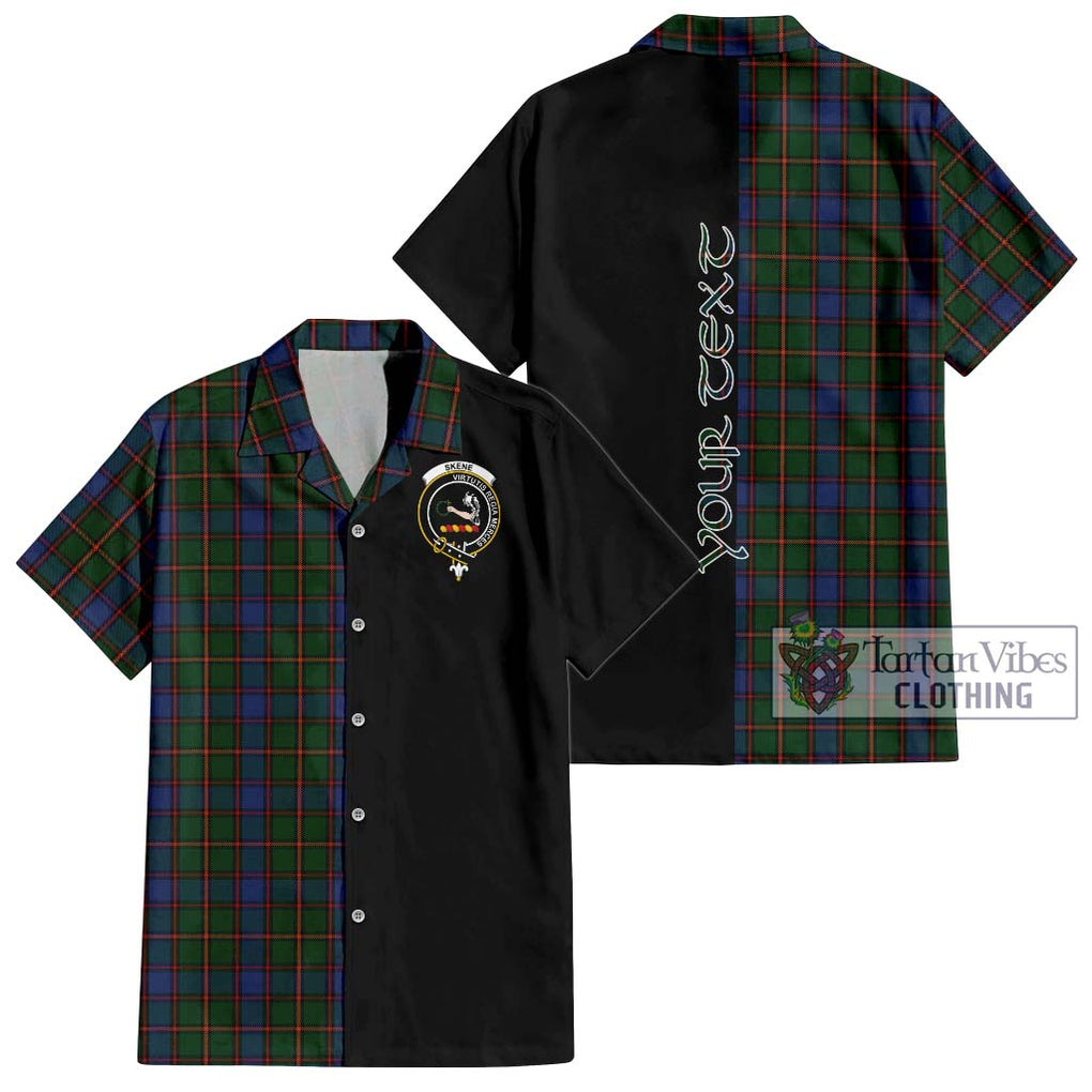 Skene Tartan Short Sleeve Button Shirt with Family Crest and Half Of Me Style Kid - Tartanvibesclothing Shop