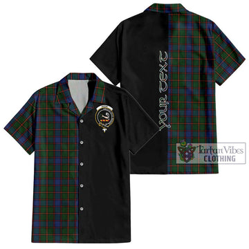 Skene Tartan Short Sleeve Button Shirt with Family Crest and Half Of Me Style