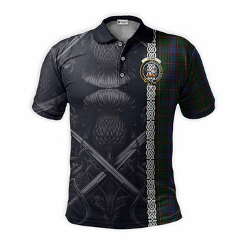 Skene Tartan Polo Shirt with Family Crest Cross Sword Thistle Celtic Vibes