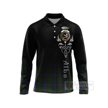 Skene Tartan Long Sleeve Polo Shirt Featuring Alba Gu Brath Family Crest Celtic Inspired