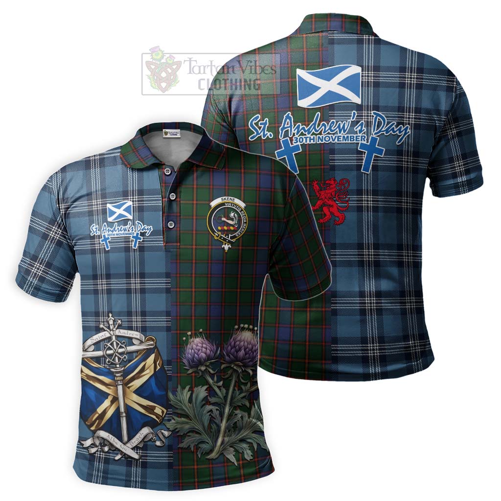 Skene Tartan Polo Shirt Happy St. Andrew's Day Half Tartan Style Kid - Tartan Vibes Clothing