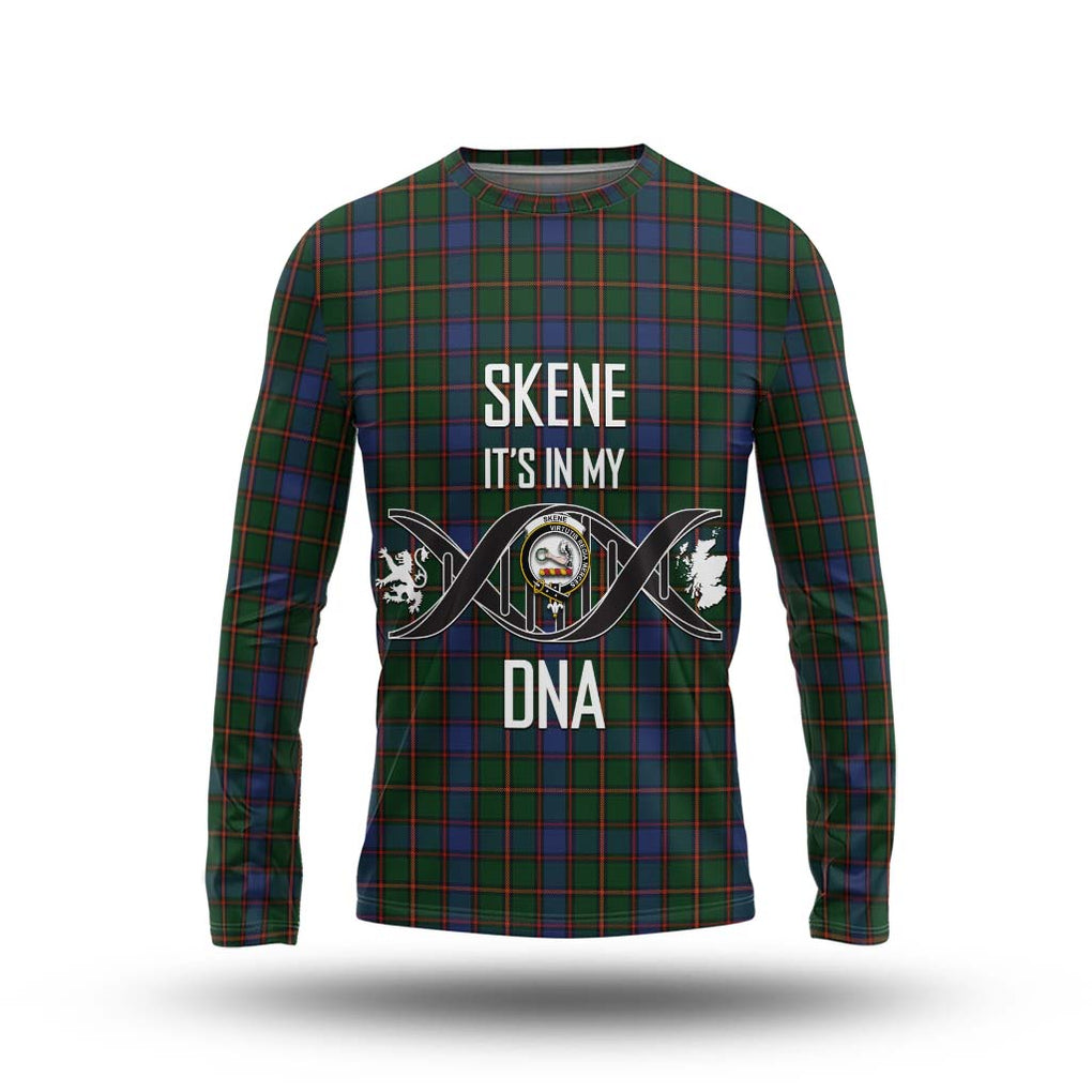 Skene Tartan Long Sleeve T-Shirt with Family Crest DNA In Me Style Unisex - Tartanvibesclothing Shop