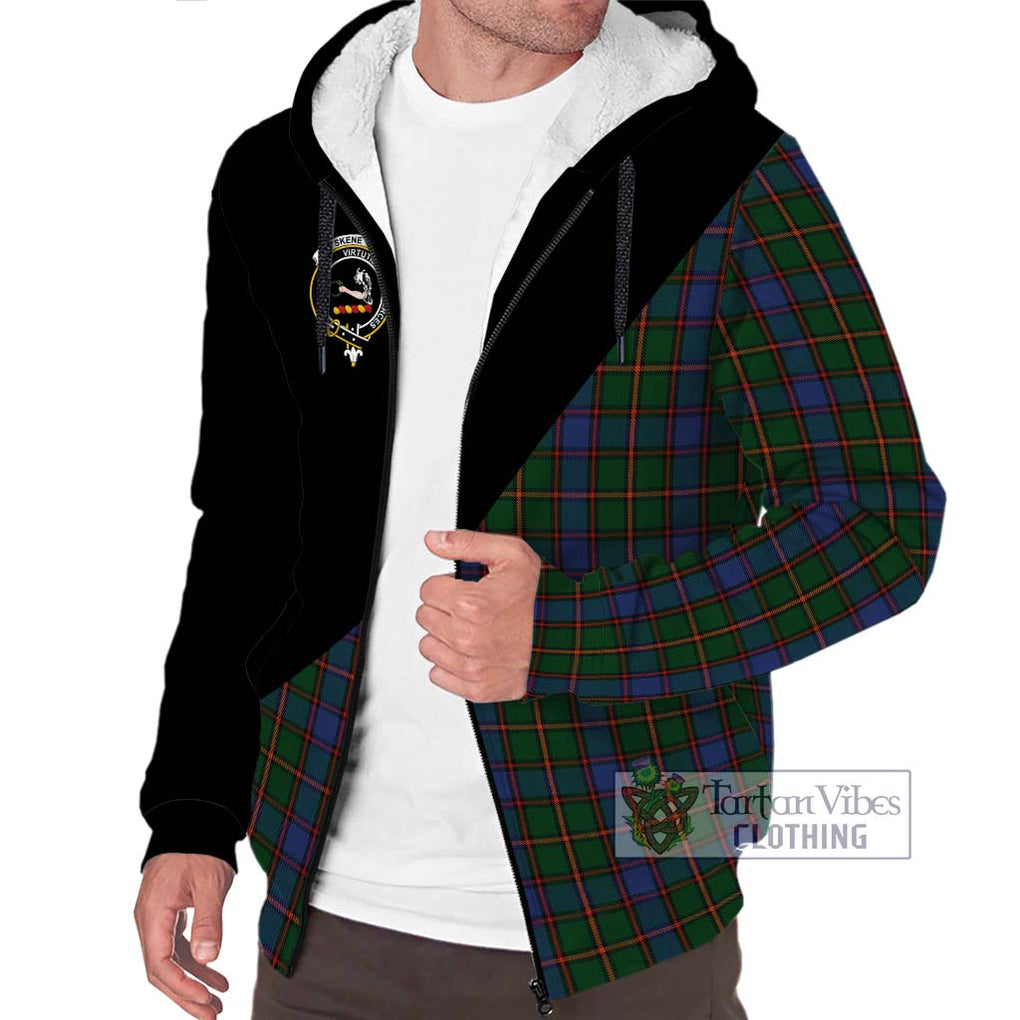 Skene Tartan Sherpa Hoodie with Family Crest and Military Logo Style Unisex S - Tartanvibesclothing Shop