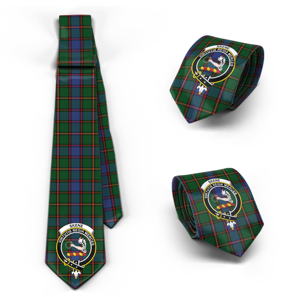 Skene Tartan Classic Necktie with Family Crest Necktie One Size - Tartan Vibes Clothing