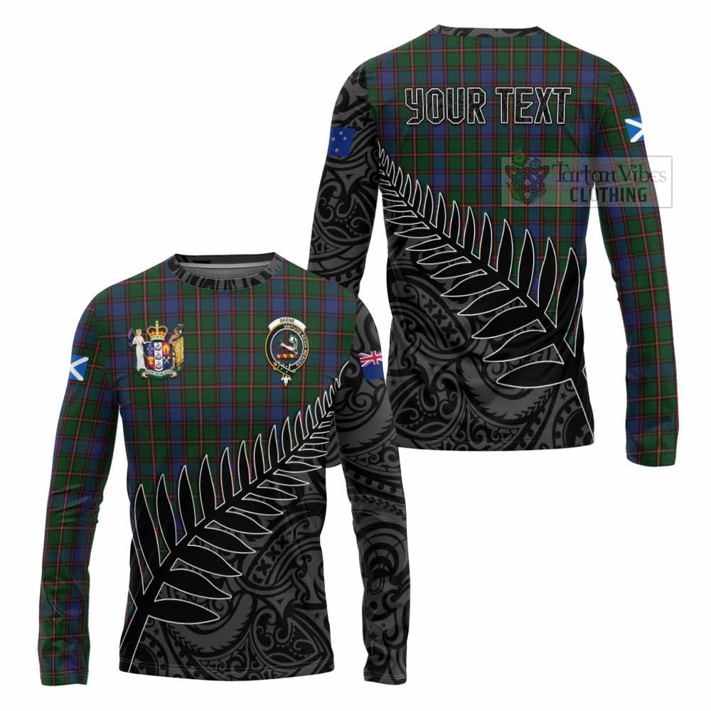 Tartan Vibes Clothing Skene Crest Tartan Long Sleeve T-Shirt with New Zealand Silver Fern Half Style