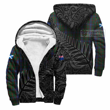 Skene Crest Tartan Sherpa Hoodie with New Zealand Silver Fern Half Style