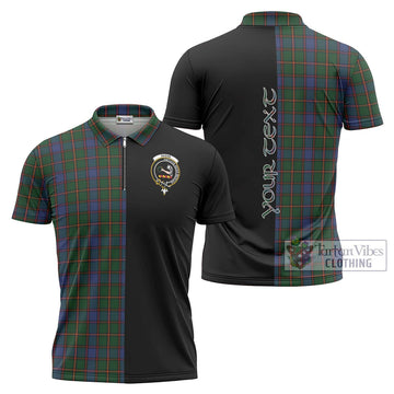 Skene Tartan Zipper Polo Shirt with Family Crest and Half Of Me Style