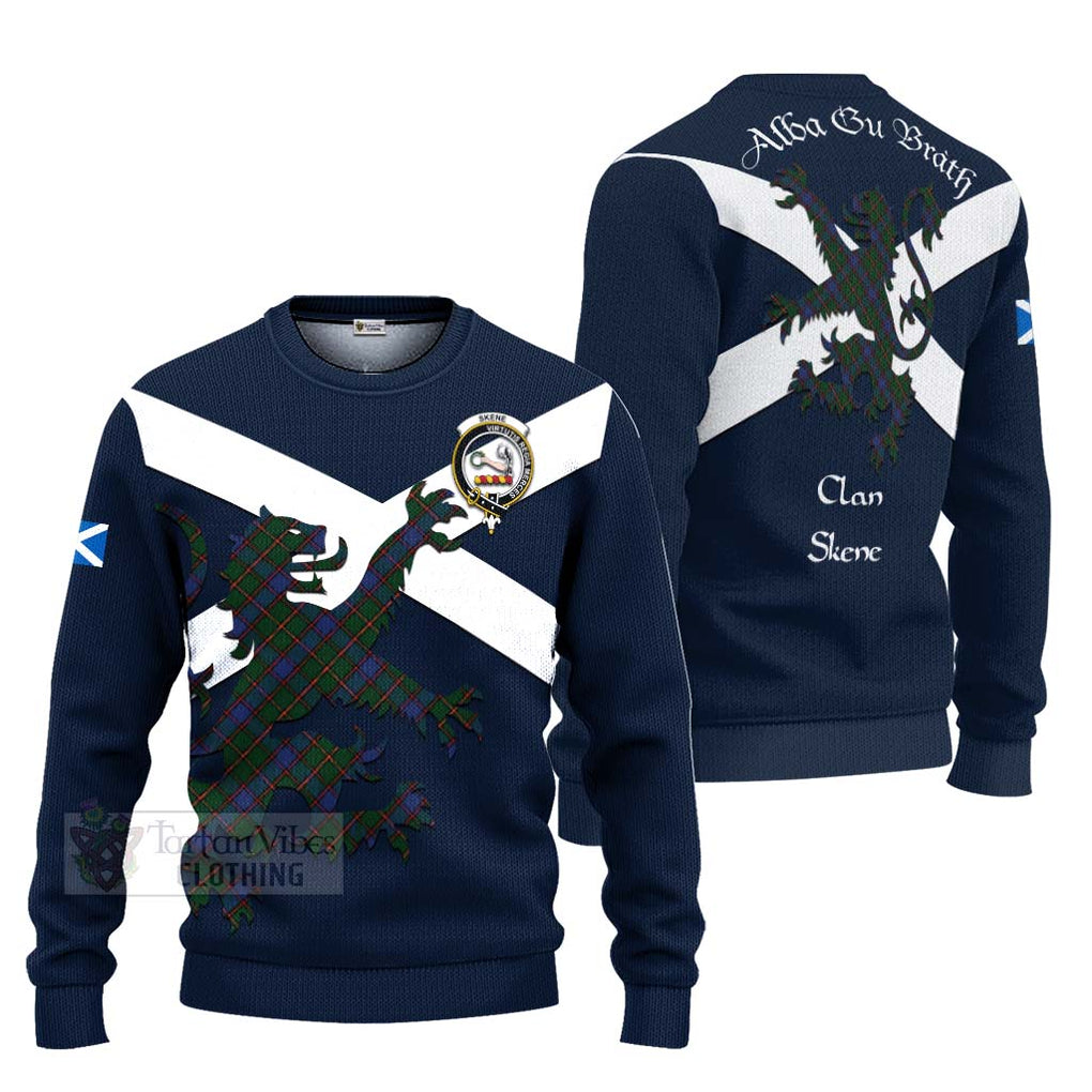 Tartan Vibes Clothing Skene Tartan Lion Rampant Knitted Sweater – Proudly Display Your Heritage with Alba Gu Brath and Clan Name