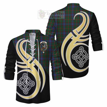 Skene Tartan Ghillie Kilt Shirt with Family Crest and Celtic Symbol Style