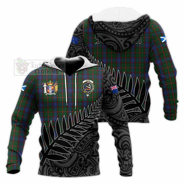 Skene Crest Tartan Knitted Hoodie with New Zealand Silver Fern Half Style