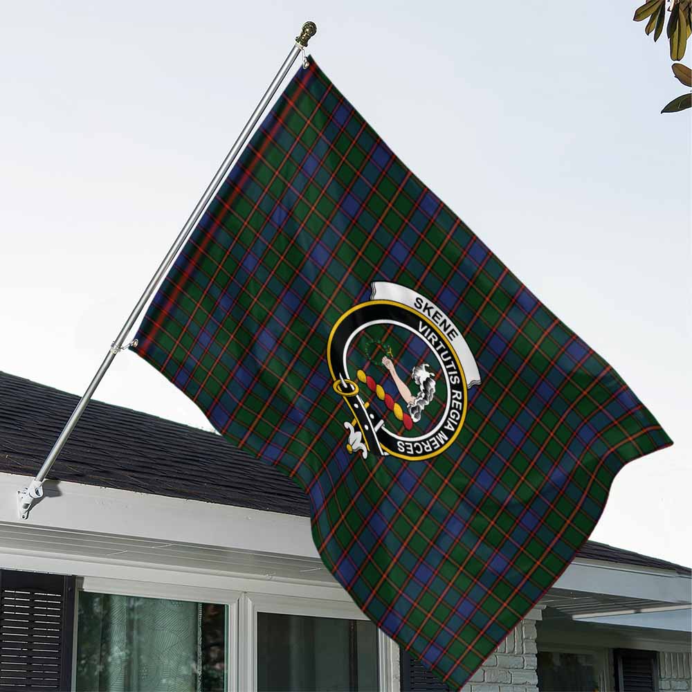 Tartan Vibes Clothing Skene Tartan House Flag with Family Crest