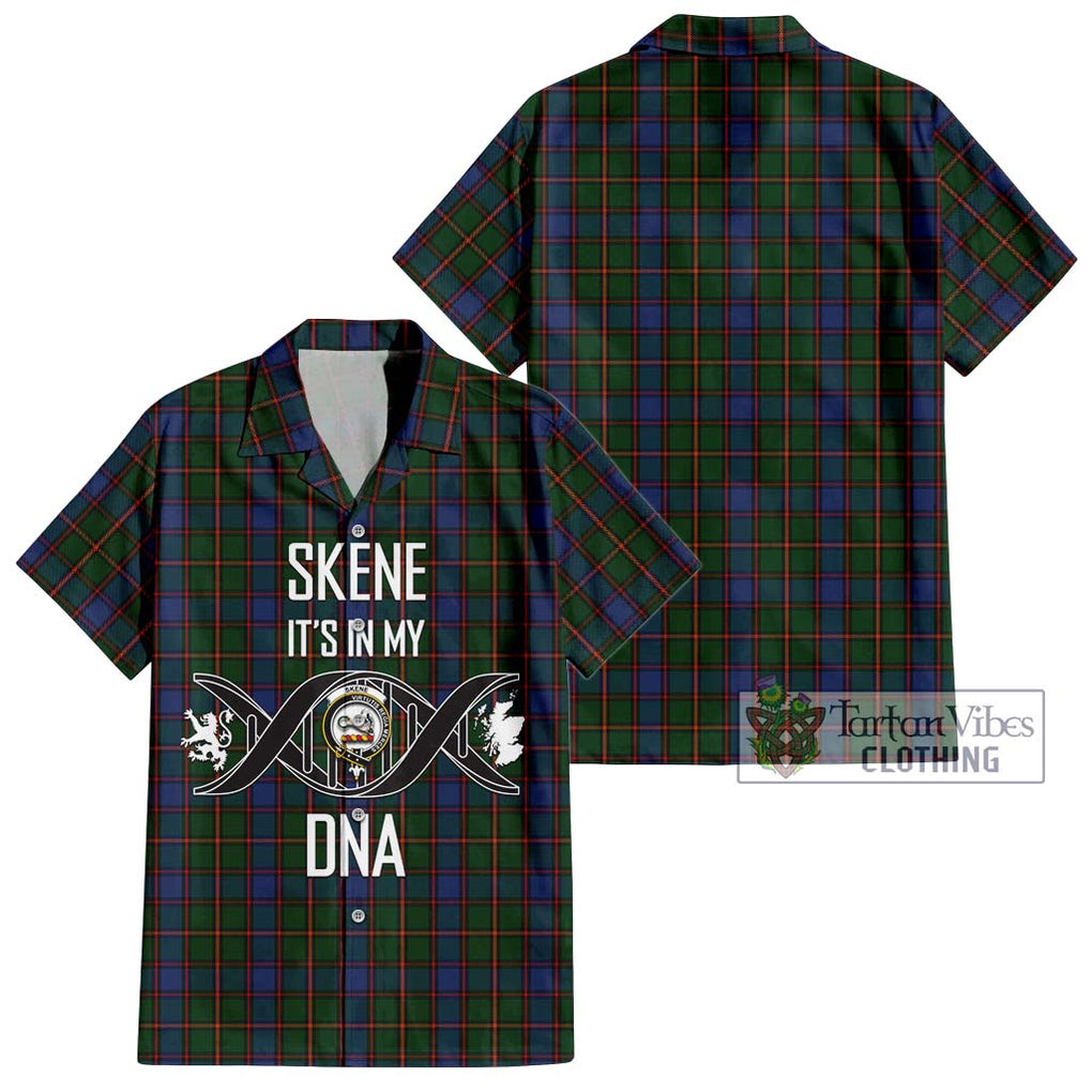 Skene Tartan Short Sleeve Button Shirt with Family Crest DNA In Me Style Kid - Tartanvibesclothing Shop