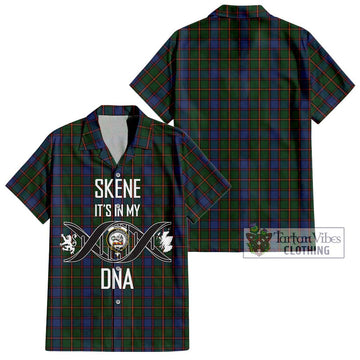 Skene Tartan Short Sleeve Button Shirt with Family Crest DNA In Me Style